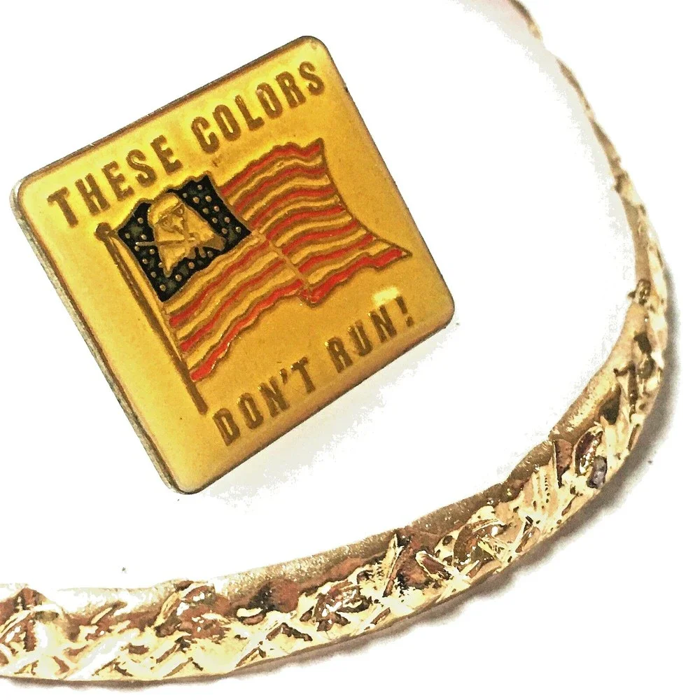 Vintage United States Military These Colors Don't Run USA Flag Eagle enamel pin